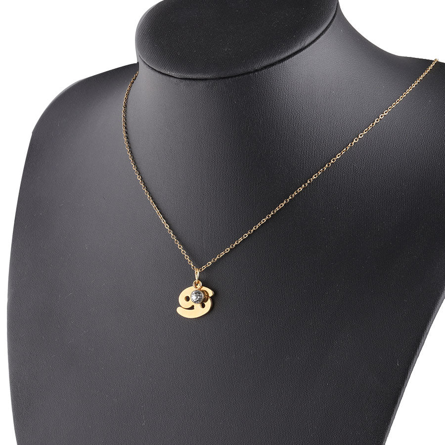 Gold Plated Necklace with Zodiac Sign Pendant and Birthstone