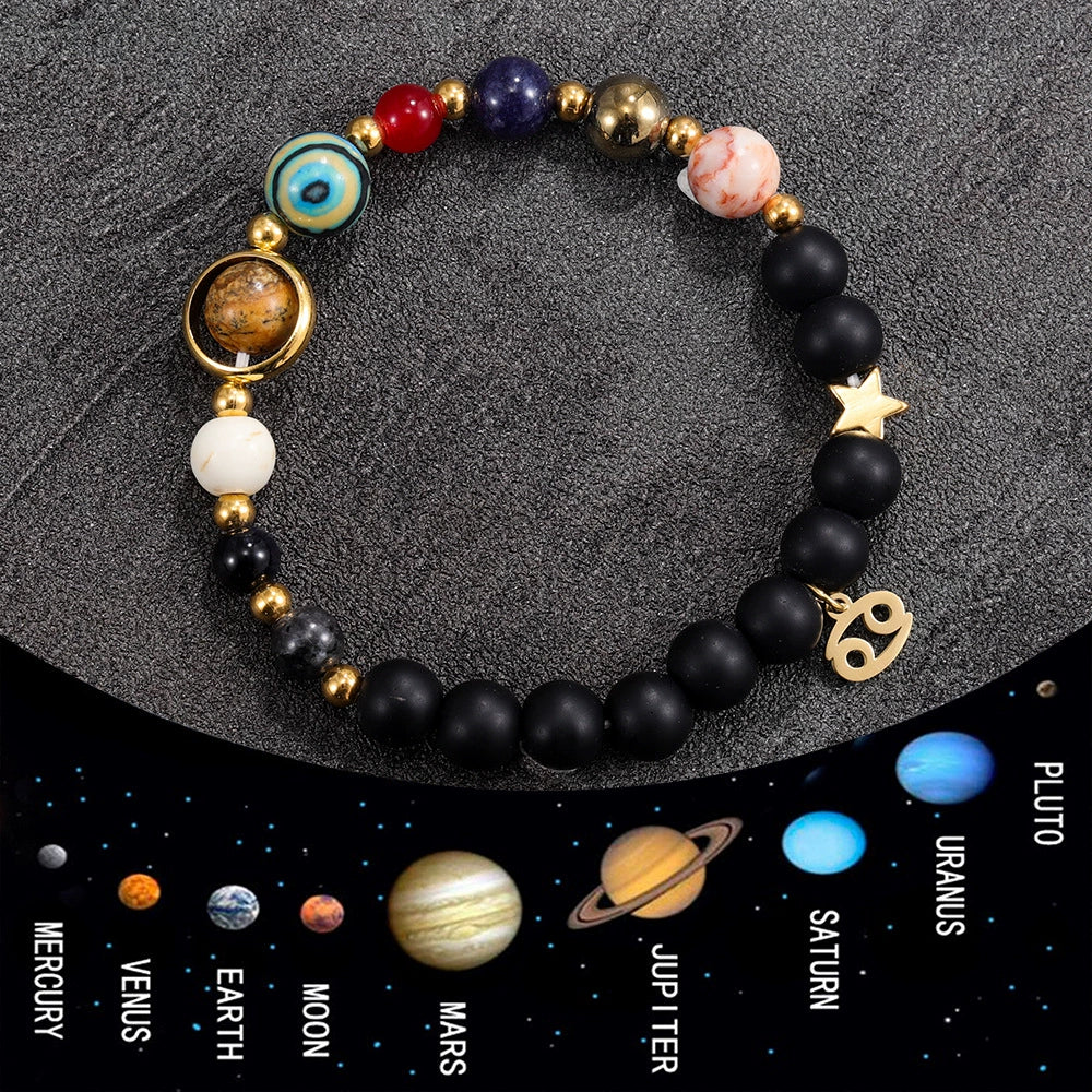 Bracelet Natural Gemstone 12 Zodiac Signs Planet Energy Bracelet Women Men