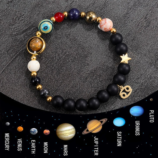 Bracelet Natural Gemstone 12 Zodiac Signs Planet Energy Bracelet Women Men