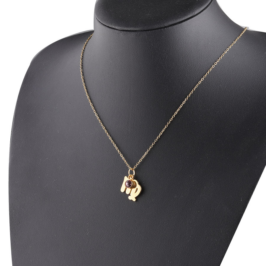 Gold Plated Necklace with Zodiac Sign Pendant and Birthstone