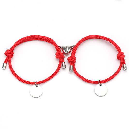 Handmade Colorful Stainless Steel Plate Writable Magnatic Heart Bracelet