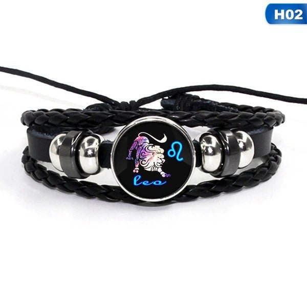 Handmade Multilayer Leather Wrap Zodiac Sign Spirit Bracelet Adjustable
