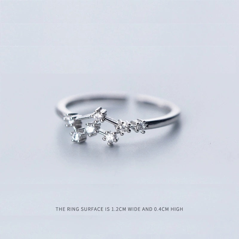 Rings Silver Plated Zodiac Signs Icon Cubic Zirconia Ring