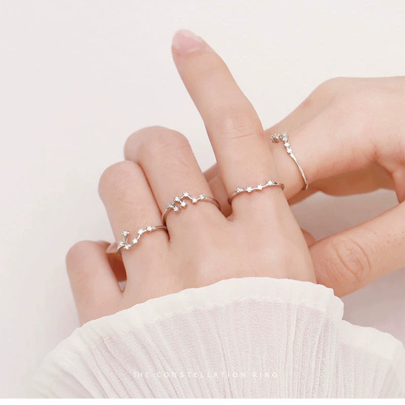 Rings Silver Plated Zodiac Signs Icon Cubic Zirconia Ring