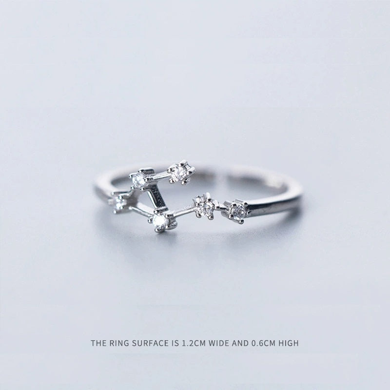 Rings Silver Plated Zodiac Signs Icon Cubic Zirconia Ring