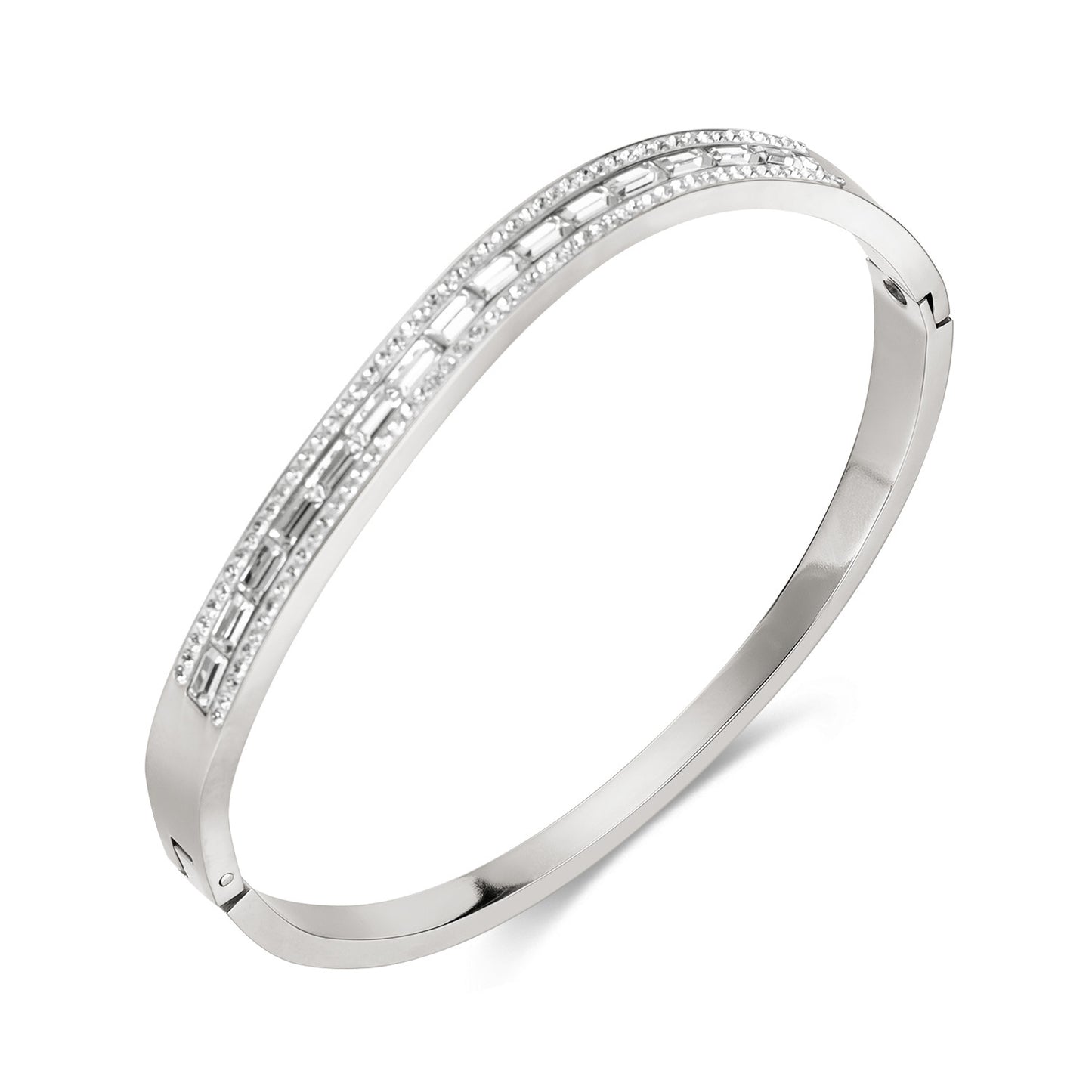 Gold Plated and Silver Plated Chain with Shiny Cubic Zirconia Bangle Bracelet
