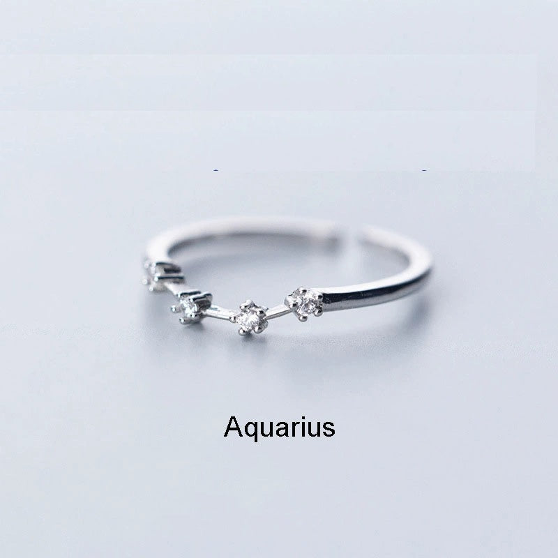 Rings Silver Plated Zodiac Signs Icon Cubic Zirconia Ring