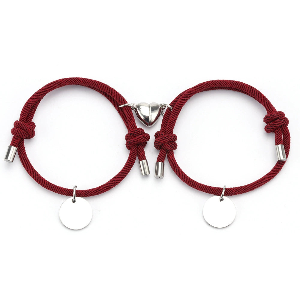 Handmade Colorful Stainless Steel Plate Writable Magnatic Heart Bracelet