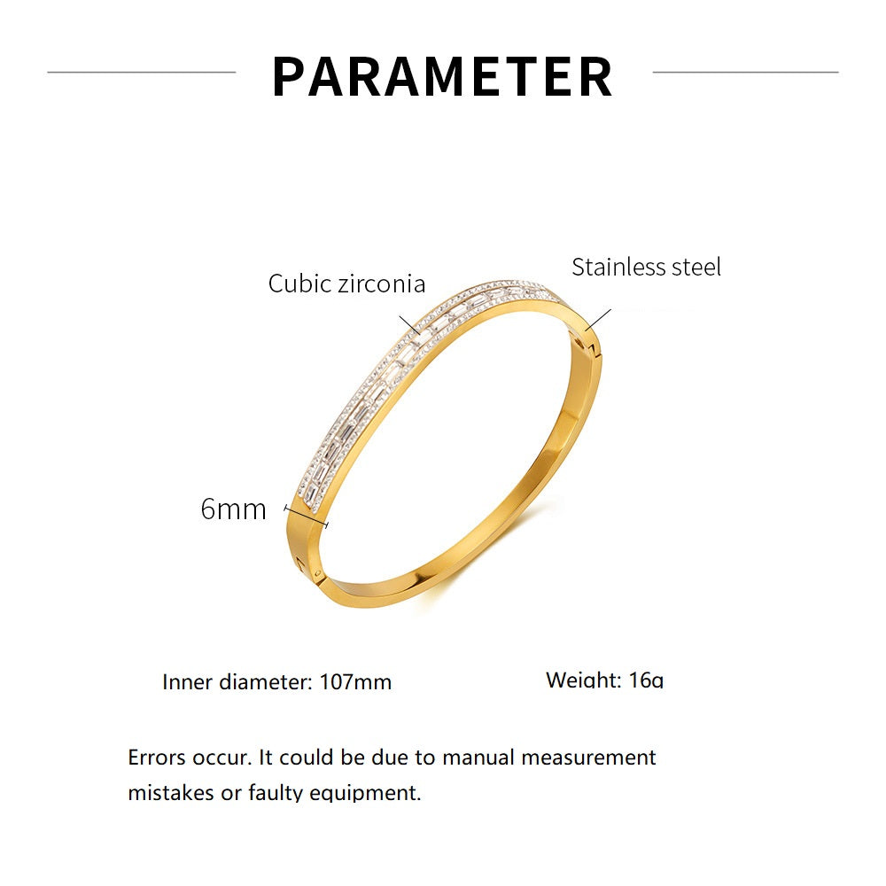 Gold Plated and Silver Plated Chain with Shiny Cubic Zirconia Bangle Bracelet