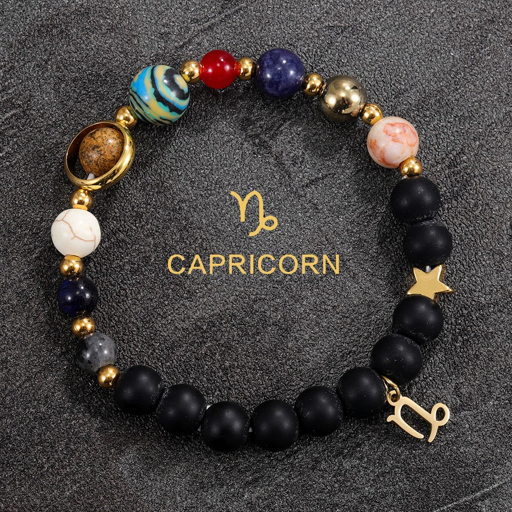 Bracelet Natural Gemstone 12 Zodiac Signs Planet Energy Bracelet Women Men