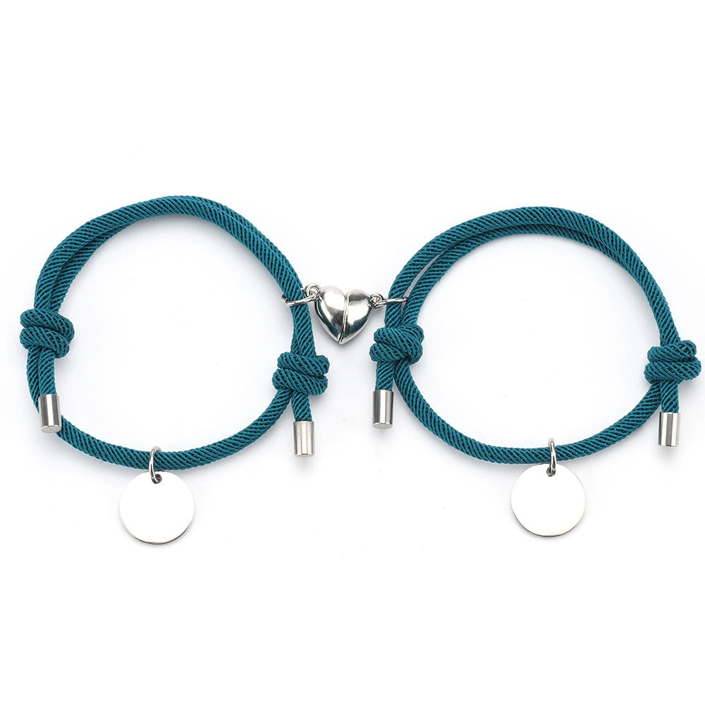 Handmade Colorful Stainless Steel Plate Writable Magnatic Heart Bracelet