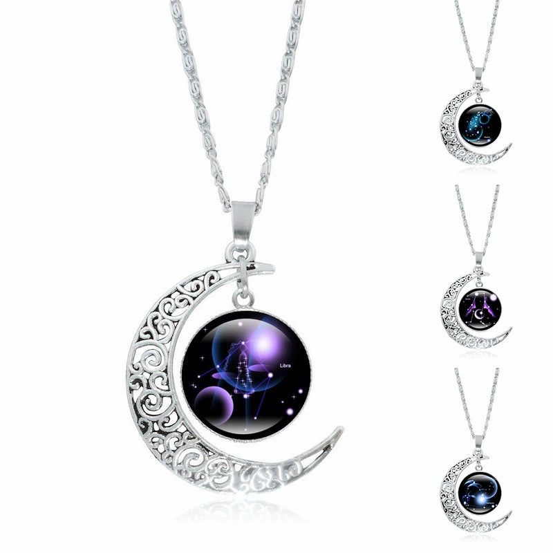 Necklace Time Gem Zodiac Sign Necklace with Horoscope Star Atlas Pendant