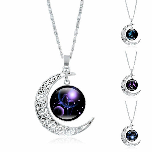 Necklace Time Gem Zodiac Sign Necklace with Horoscope Star Atlas Pendant