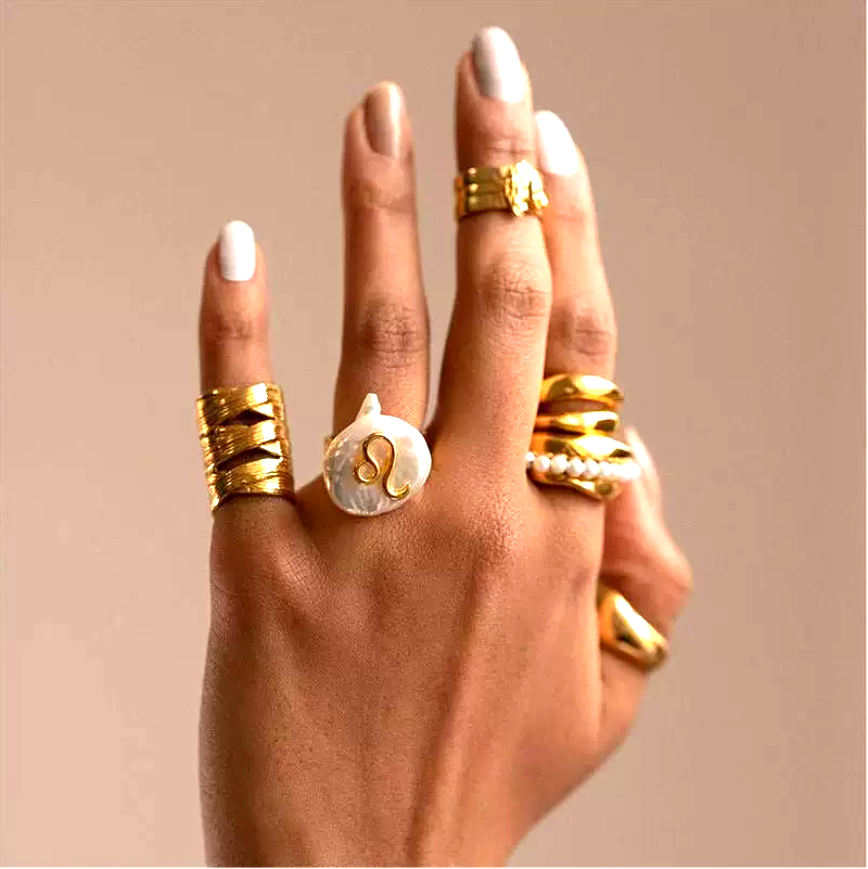 Rings Graceful Baroque Pearl Zodiac Signs Ring