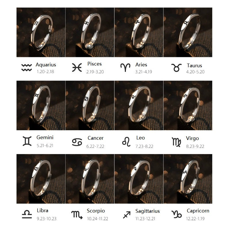 Ring Graceful Silver Plated Zodiac Signs Ring