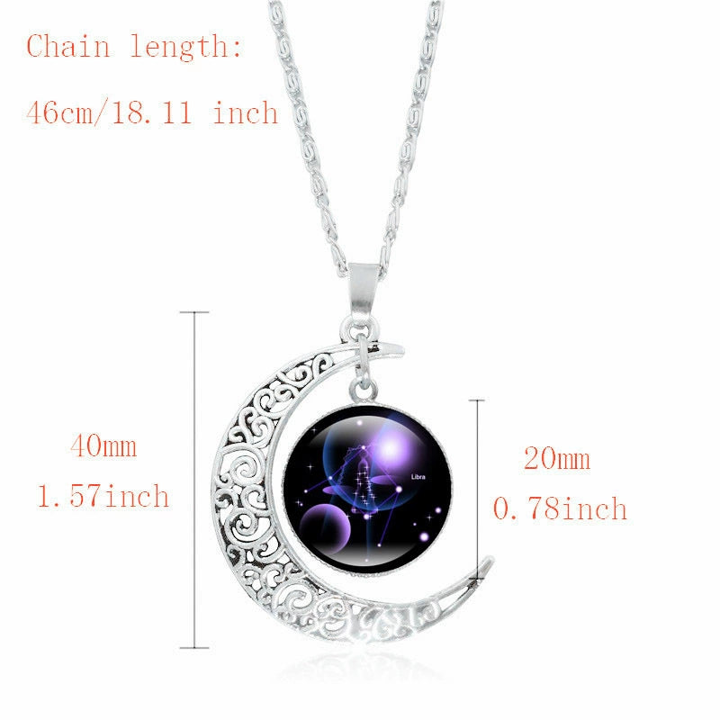 Necklace Time Gem Zodiac Sign Necklace with Horoscope Star Atlas Pendant