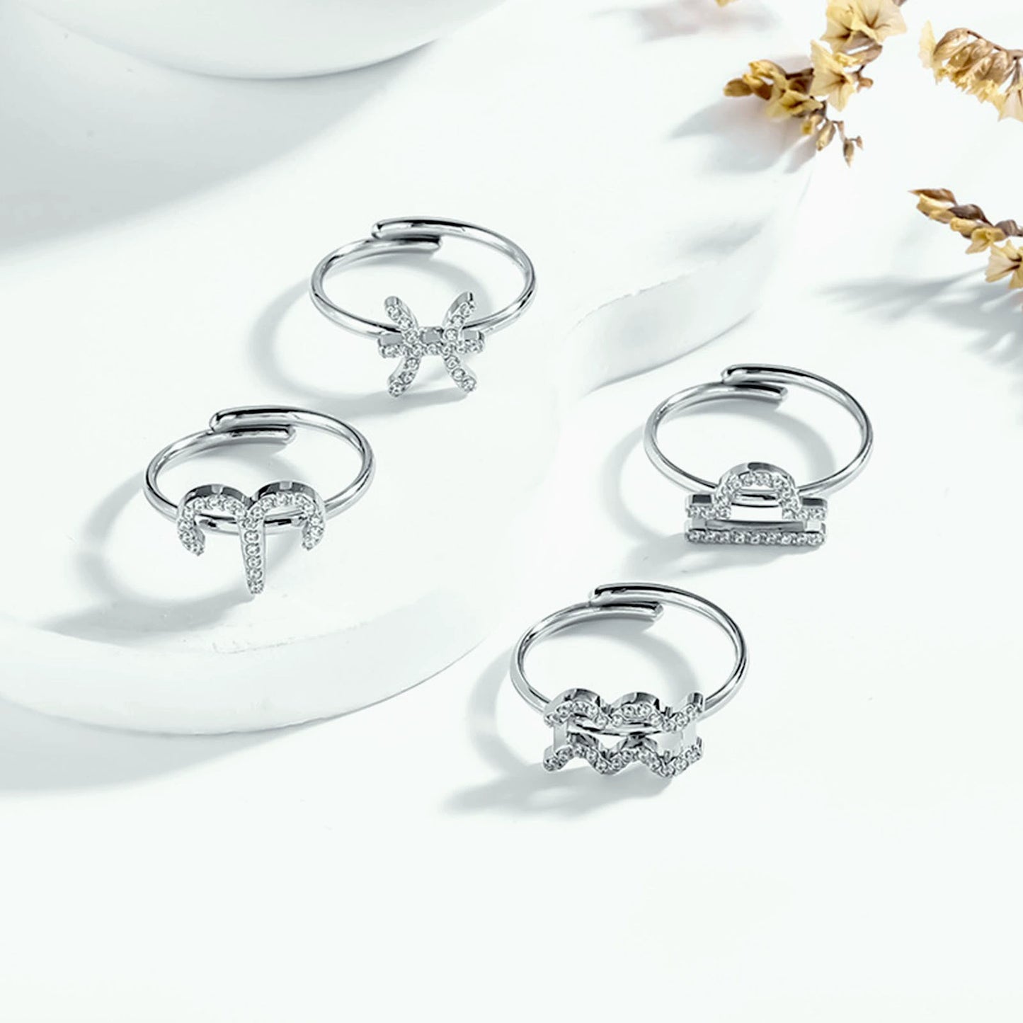 Rings Gold Plated Inlaid Diamond (Cubic Zirconia) Zodiac Signs Ring