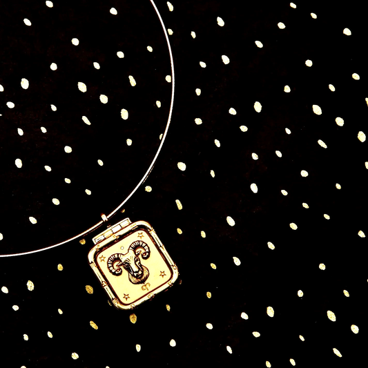 Necklade with Square 18K Gold Plated Zodiac Signs Icon Pendant