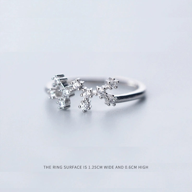 Rings Silver Plated Zodiac Signs Icon Cubic Zirconia Ring
